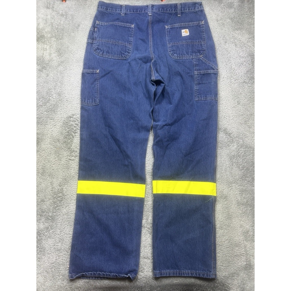Carhartt FR Jeans Men's 38x34 Dungaree Fit Blue Work Safety Visibility FRB13 - Picture 2 of 16